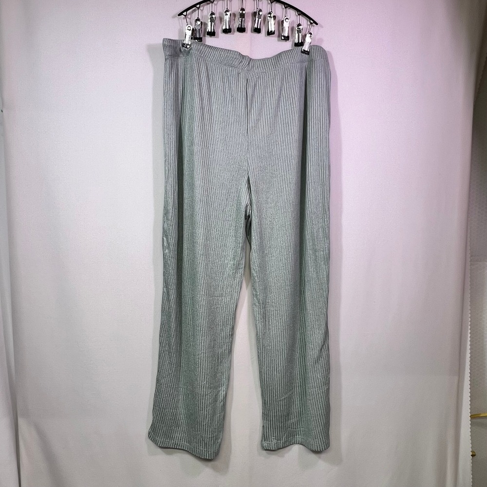 Cuddl Duds Womens XL Sage Green Ribbed 3 Piece Lounge Set Cardigan Tank Pants - Picture 7 of 10